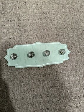 Mint Green Wall Hook Rack with Crystal Knobs